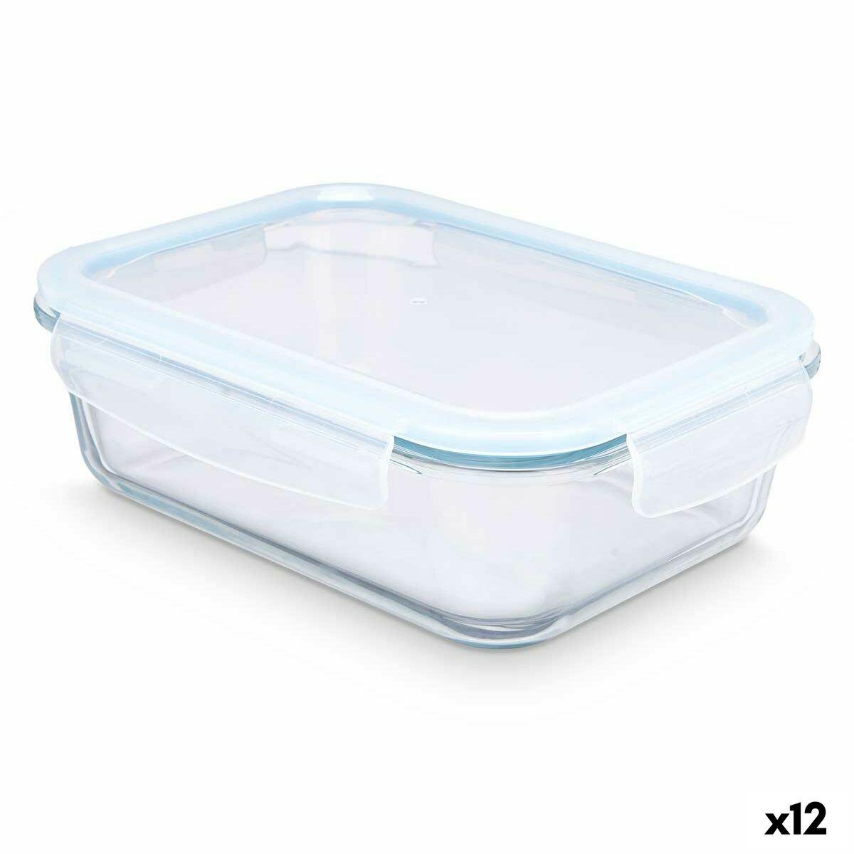 Madkasse Gennemsigtig Silikone Borosilikatglas 1,5 L 24,5 x 7,6 x 19 cm (12 enheder)
