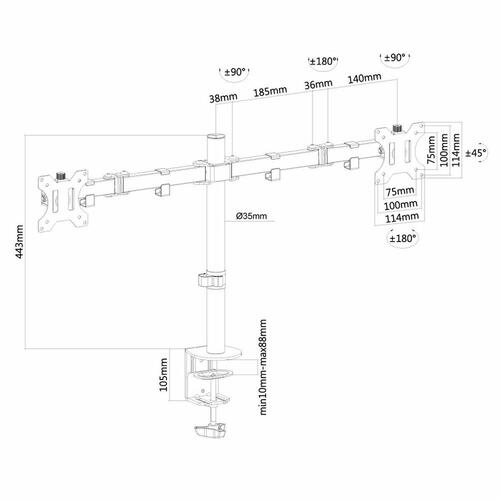 Neomounts FPMA-D550DBLACK dobbelt skærmholder til bord - sort