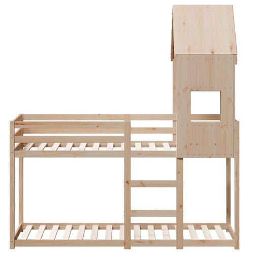 Køjeseng med tag 75x190 cm massivt fyrretræ hvid
