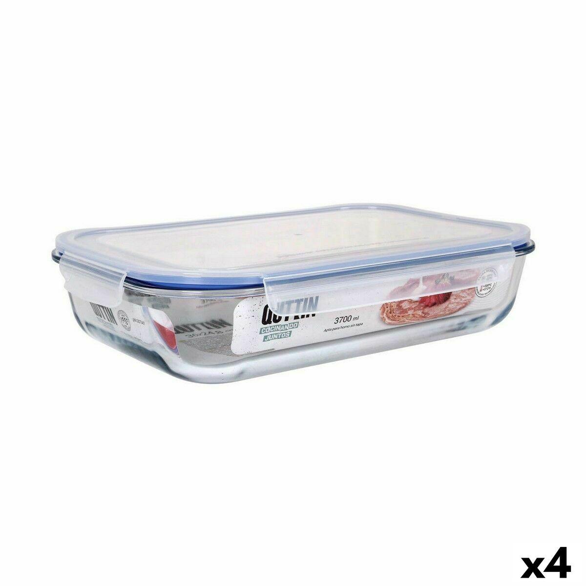 Hermetisk Madkasse Quttin Rektangulær 3 7 L 36 X 24 8 X 8 1 Cm 4 Enheder