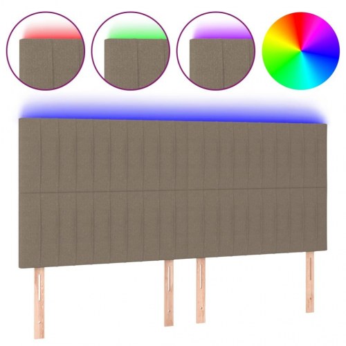 Sengegavl med LED-lys 180 x 5 x 118/128 cm - gråbrun