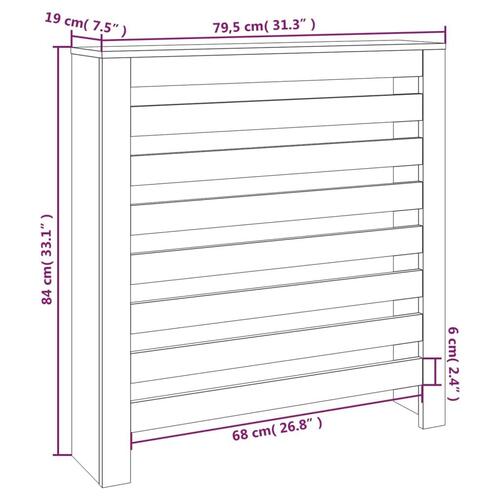 Radiatorskjuler 79,5x19x84 cm massivt fyrretræ