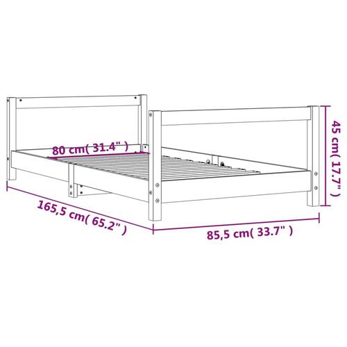 Sengeramme til juniorseng 80x160 cm massivt fyrretræ