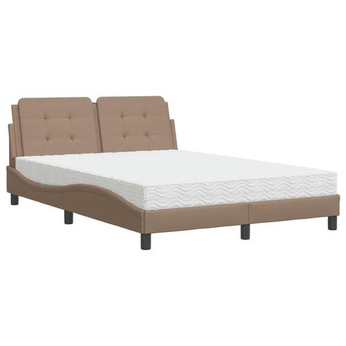 Seng 120x200 cm kunstlæder cappuccinofarvet
