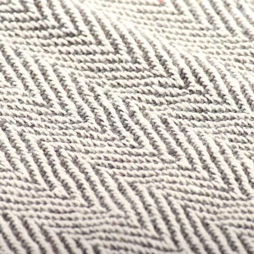 Plaid 125x150 cm bomuld sildebensmønster grå