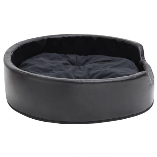 Hundekurv 79×70×19 cm - sort plys og kunstlæder