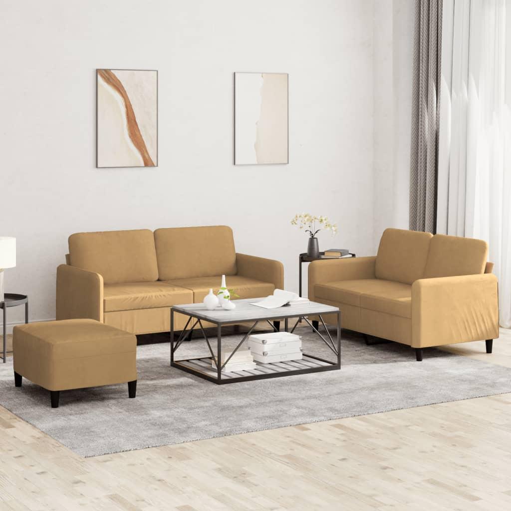 3 personers sofa velour brun