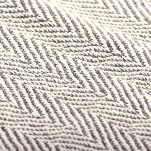 Plaid 220x250 cm bomuld sildebensmønster grå