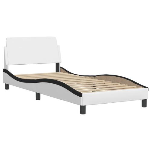Seng med madras 90x200 cm kunstlæder sort og hvid