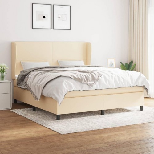 Kontinentalseng med madras 160×200 cm - stof, cremefarvet
