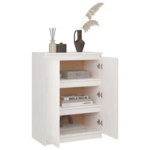Skænk 60×36×84 cm - massivt fyrretræ, hvid