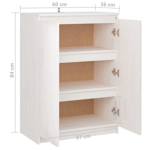 Skænk 60×36×84 cm - massivt fyrretræ, hvid