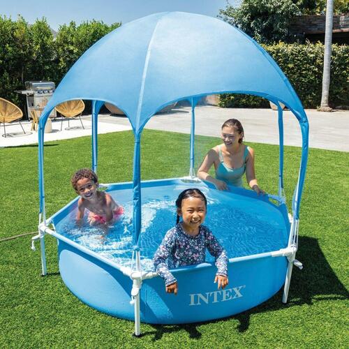 Intex fritstående pool med aftagelig markise 183 × 38 cm