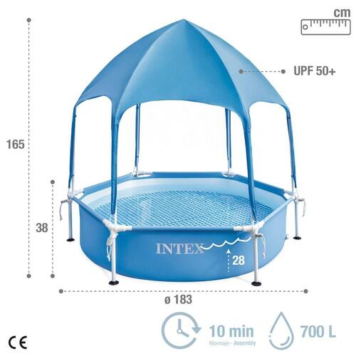 Intex fritstående pool med aftagelig markise 183 × 38 cm