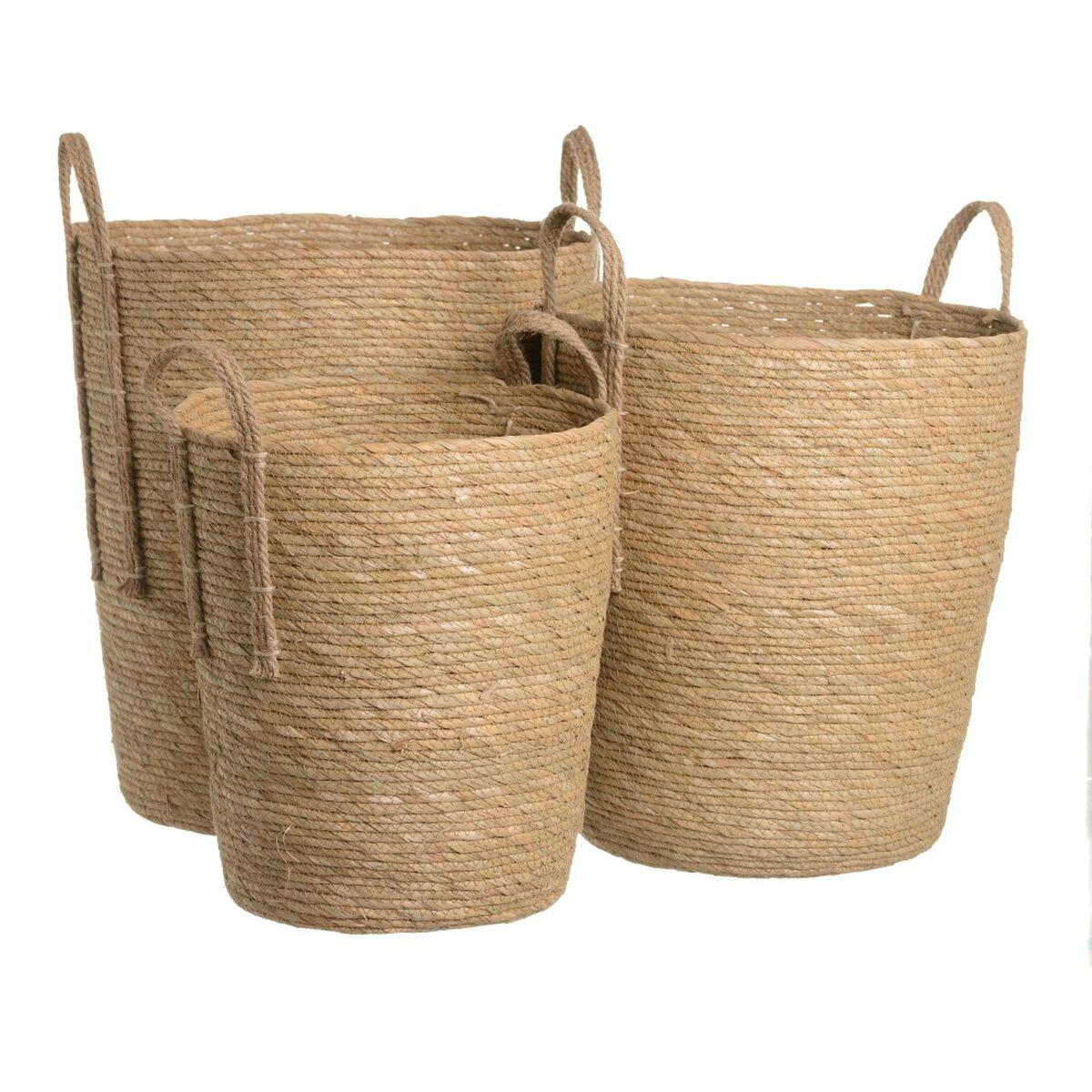 Set med kurve Natur Siv 42 x 42 x 48 cm (3 Dele)