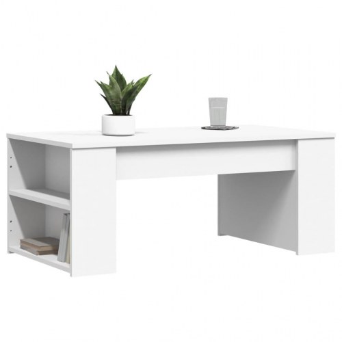 Sofabord med opbevaring - 102 × 55 × 42 cm, hvidt konstrueret træ
