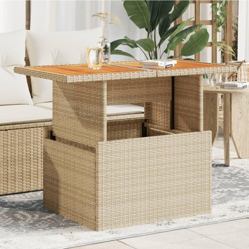 Havebord 100x55x73 cm polyrattan og akacietræ beige