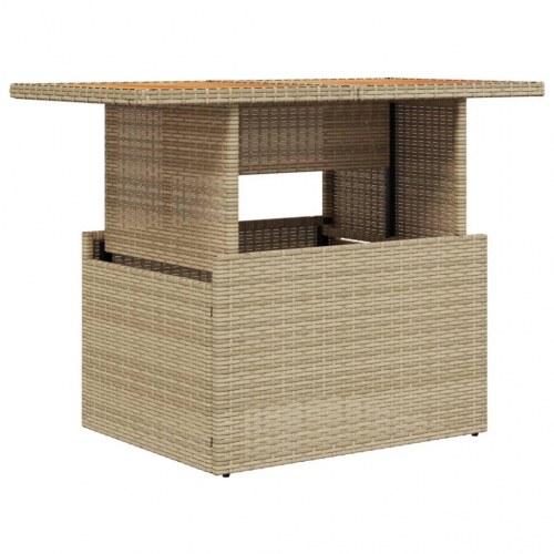 Havebord 100x55x73 cm polyrattan og akacietræ beige