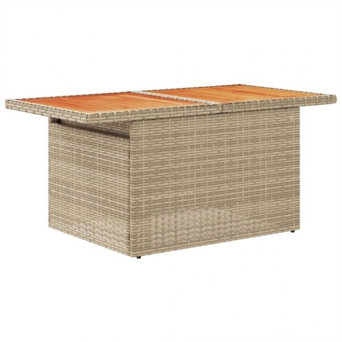 Havebord 100x55x73 cm polyrattan og akacietræ beige