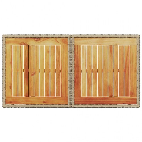 Havebord 100x55x73 cm polyrattan og akacietræ beige