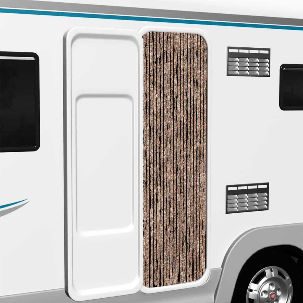 Flueforhæng 56x200 cm chenille beige og mørkebrun