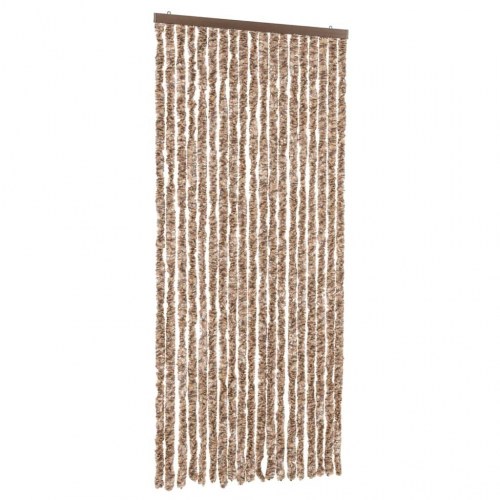 Flueforhæng 56×200 cm i chenille - beige/mørkebrun