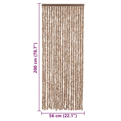 Flueforhæng 56×200 cm i chenille - beige/mørkebrun