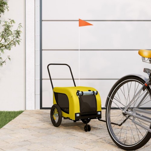Hundetrailer til cykel i oxfordstof og jern - gul/sort