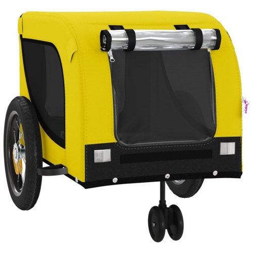 Hundetrailer til cykel i oxfordstof og jern - gul/sort