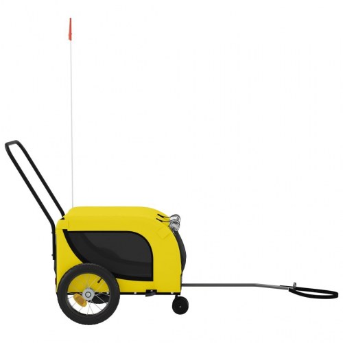 Hundetrailer til cykel i oxfordstof og jern - gul/sort