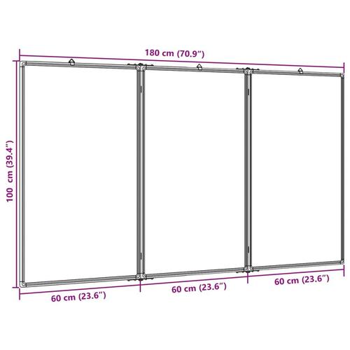 Magnetisk whiteboard 180x100x1,7 cm foldbart aluminium