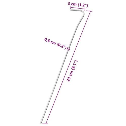 Teltpløkker 50 stk. 23 cm Ø3 mm galvaniseret stål