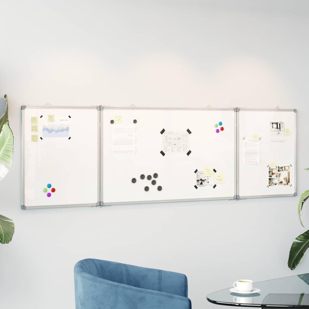 Magnetisk whiteboard 160x60x1,7 cm foldbart aluminium billede