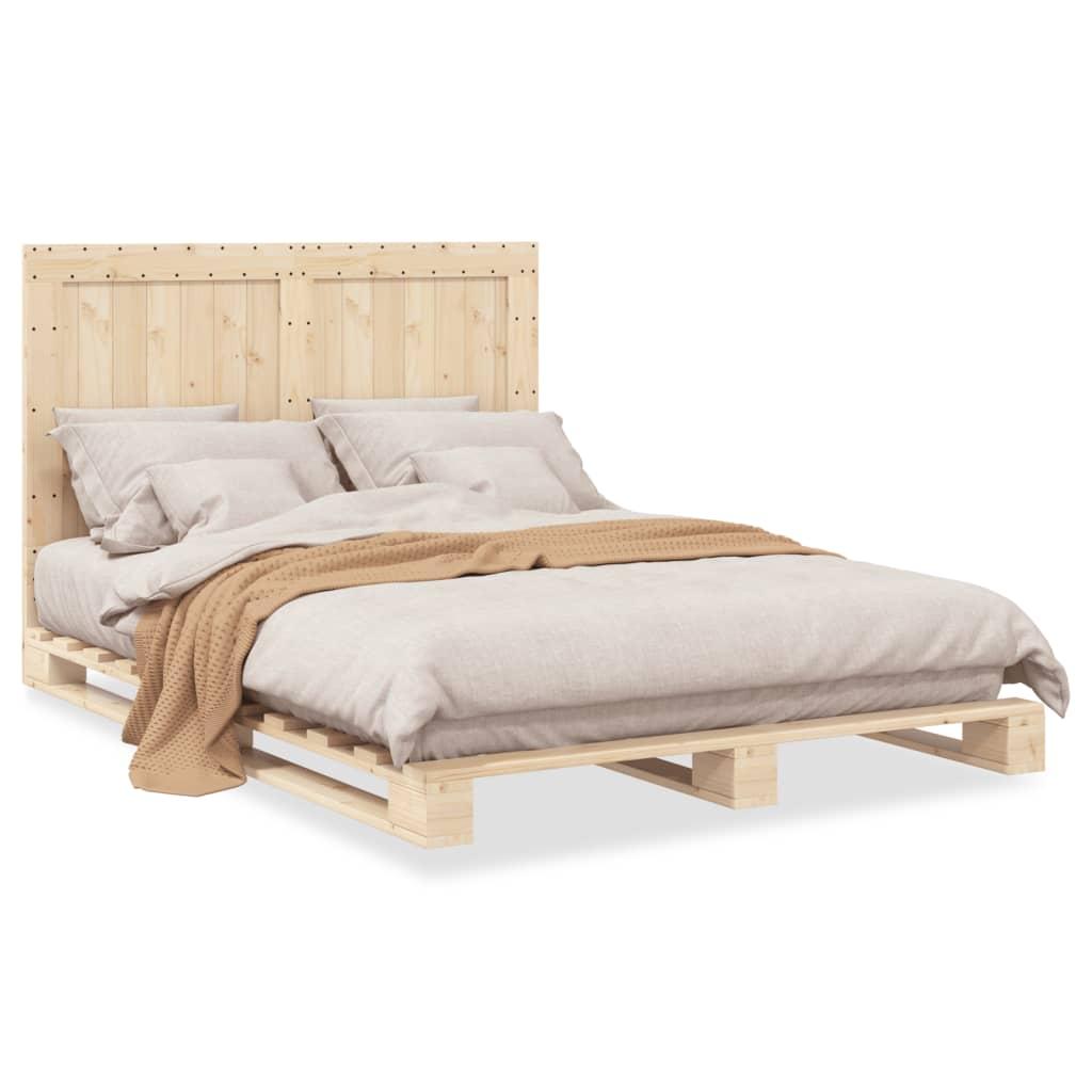 Sengeramme Med Sengegavl Massivt Fyrretræ Naturfarvet - with plain headboard / 140 x 200 cm