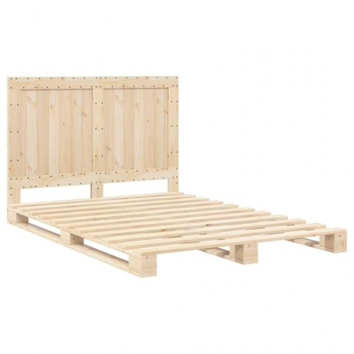 Sengeramme med sengegavl 140 x 200 cm massivt fyrretræ