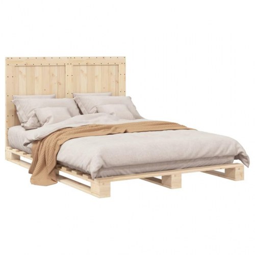 Sengeramme med sengegavl 140 x 200 cm massivt fyrretræ