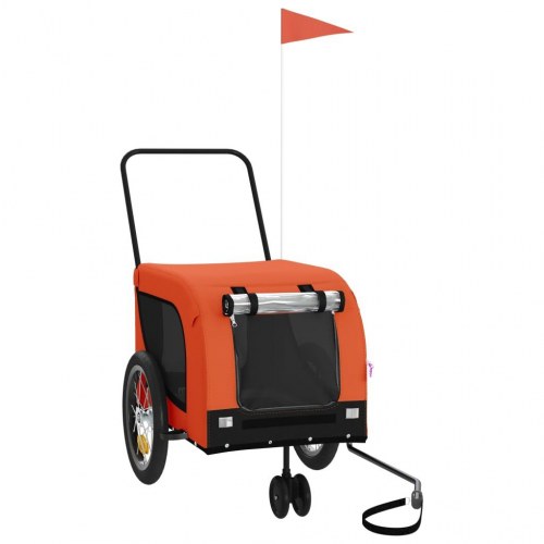 Hundetrailer til cykel i oxfordstof og jern - orange/sort