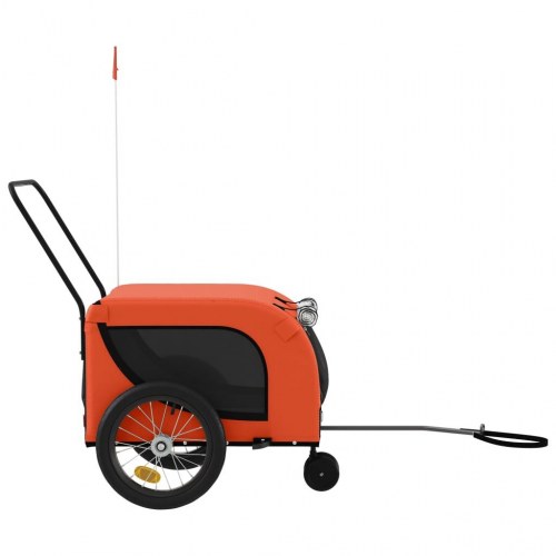 Hundetrailer til cykel i oxfordstof og jern - orange/sort