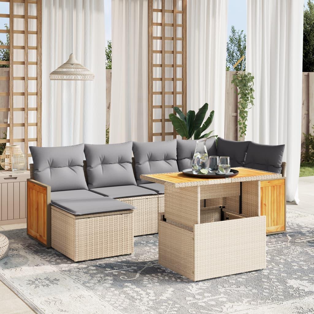 Sofasæt Til Haven Med Hynder Polyrattan - 1 / beige og grå / uden opbevaring