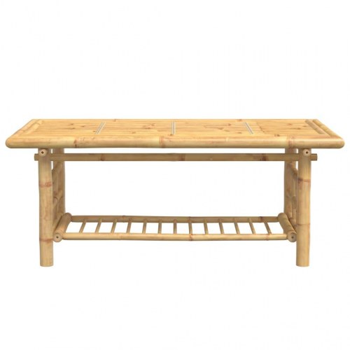 Sofabord i bambus - 110 × 55 × 45 cm med hylde