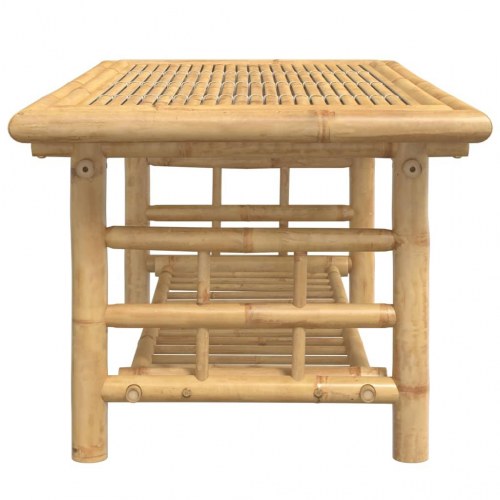 Sofabord i bambus - 110 × 55 × 45 cm med hylde