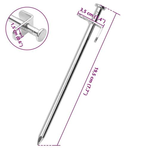 Teltpløkker 24 stk. 19,5 cm 8 mm galvaniseret stål