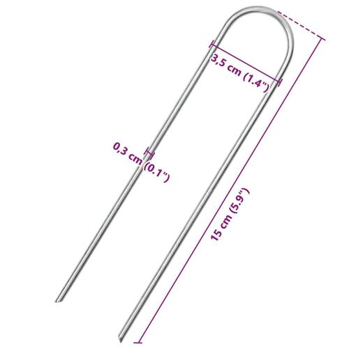 Jordpløkker 50 stk. U-facon 15x3,5 cm galvaniseret stål