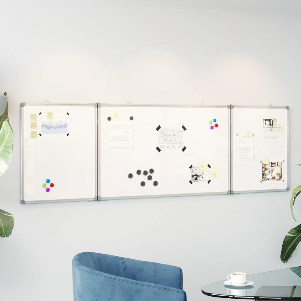 Magnetisk whiteboard 160x50x1,7 cm foldbart aluminium