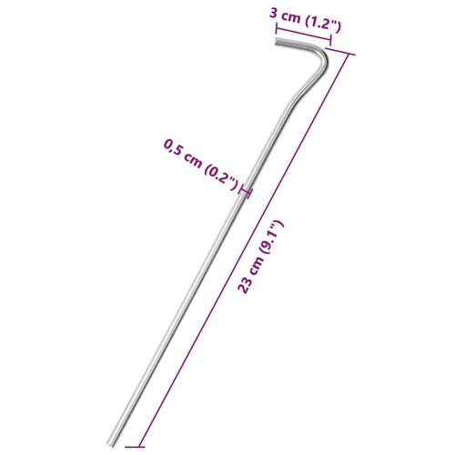 Teltpløkker 50 stk. 23 cm Ø5 mm galvaniseret stål