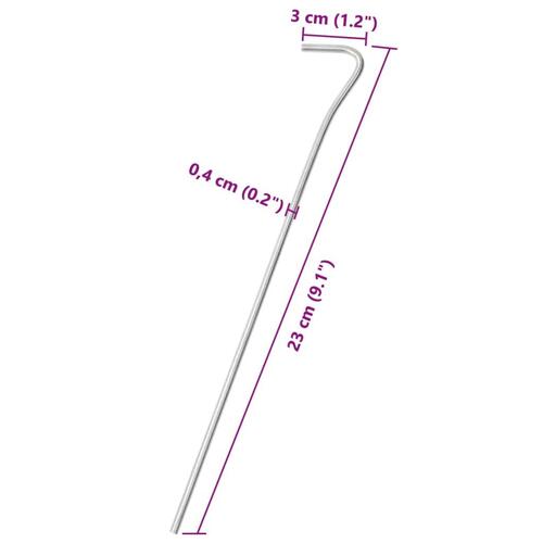 Teltpløkker 50 stk. 23 cm Ø4 mm galvaniseret stål