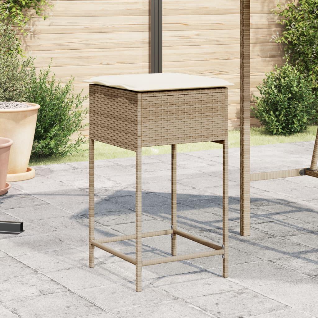 Udendørs barstole med hynder 2 stk. polyrattan beige billede