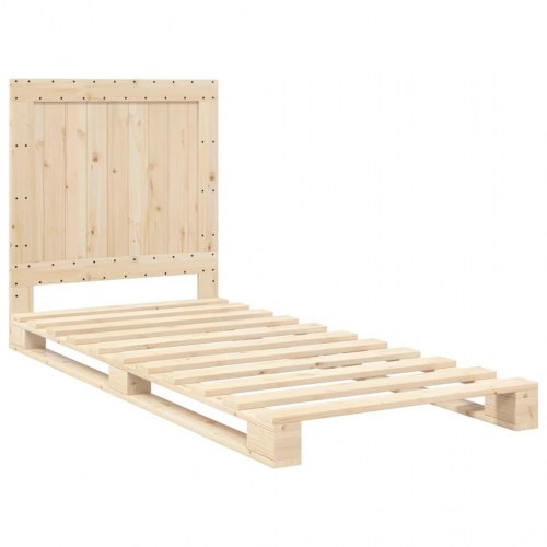 Sengeramme med sengegavl 90x200 cm i massivt fyrretræ