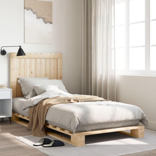 Sengeramme med sengegavl 90x200 cm i massivt fyrretræ