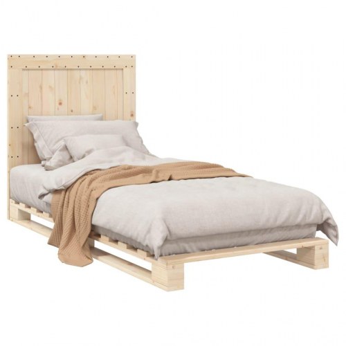 Sengeramme med sengegavl 90x200 cm i massivt fyrretræ